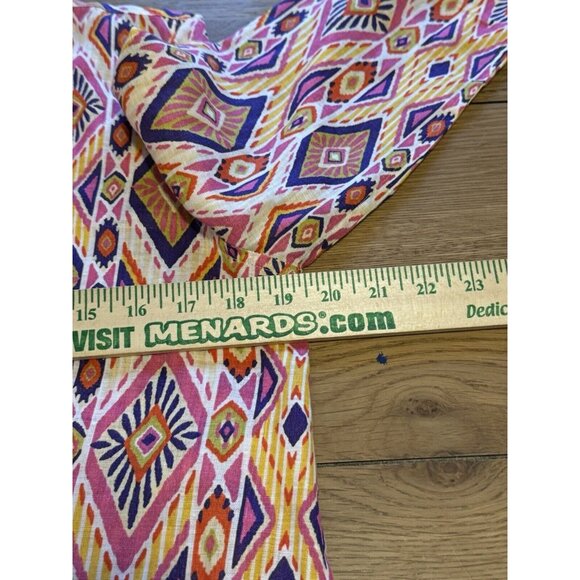 Chicos Womens Size 0 Linen No Iron Button Up Shirt 3/4 Sleeve Aztec Colorful - Picture 5 of 15